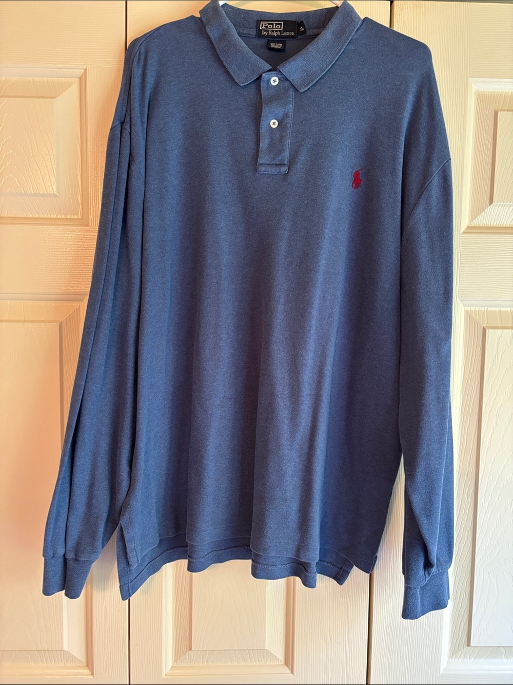 Polo by Ralph Lauren Long-Sleeve Polo Shirt Blue Buttons Red Logo